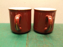(2) Gevalia Kaffe Vtg Pair Burgundy/Gold Coffee Cups