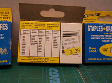 3 boxes 1/4" Arrow 604 Wide Crown Staples (6mm) Steel 1000/Pack USA