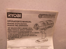 Manual only for a Ryobi PBLIW0118 Volt HP Brushless 4 Mode 1/2” Impact Wrench
