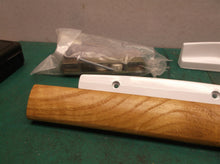 Mortise Style Reversible Sliding Patio Door Handle Set with Oak Wood Interior in