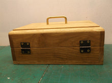 brass wood latching vintage box with handle