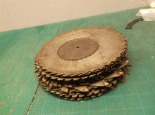stack of 27 circular saw blades 3 to 7 inch for crafts or misc.