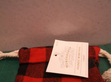 NWT Wondershop Buffalo Check Plaid Fabric Wine Bag Gift Bag Wrapping Rope Ties
