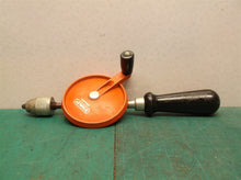 Vintage Stanley Hand Crank Drill, orange Metal Gear