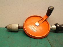 Vintage Stanley Hand Crank Drill, orange Metal Gear