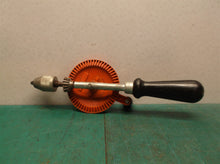 Vintage Stanley Hand Crank Drill, orange Metal Gear