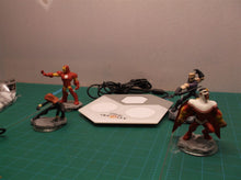 Disney Infinity portal with black widow, hawkeye, falcon, ironman