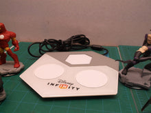 Disney Infinity portal with black widow, hawkeye, falcon, ironman