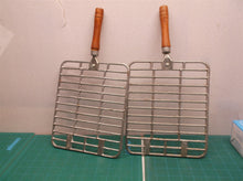 lot of 2 steel handheld grill racks 7.5x9x