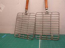 lot of 2 steel handheld grill racks 7.5x9x