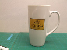 Large GODIVA Ceramic White Mug, Tall Latte Coffee Chocolate Belgium 1926