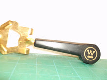Vintage Gold Tone Black Handle w/ Brass Tone Crest Bottle Can Opener