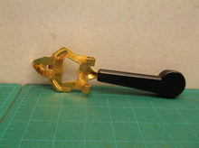 Vintage Gold Tone Black Handle w/ Brass Tone Crest Bottle Can Opener