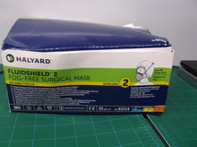 HALYARD FLUIDSHIELD 2 Fog-Free Surgical Mask, WrapAround Visor, Blue w/Orange Pr