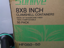 Sunlive 100% Home Compostable 50 Pack Disposable Clamshell Take Out Food Contain