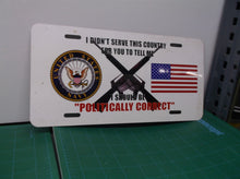 US navy custom political art license plate