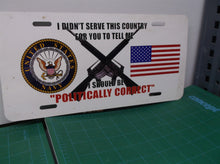 US navy custom political art license plate