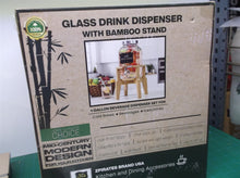 1 Gallon Glass Drink Dispenser with bamboo Stand