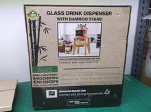 1 Gallon Glass Drink Dispenser with bamboo Stand