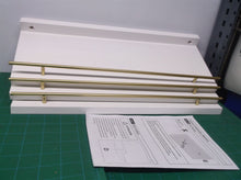 WOPITUES Floating Shelves with Gold Metal Guardrail, Shelves for Wall Decor Set