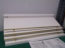WOPITUES Floating Shelves with Gold Metal Guardrail, Shelves for Wall Decor Set