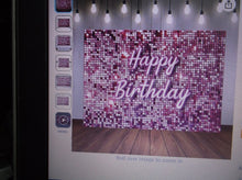Pink Flash Square Backdrop for Photography Happy Birthday Shinning Sequin Wall P