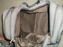 gray Canvas and Leather Duffle Bag 18x9x11