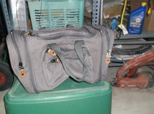 gray Canvas and Leather Duffle Bag 18x9x11