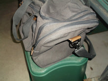 gray Canvas and Leather Duffle Bag 18x9x11