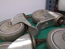 (4) 100X27 CASTER WHEELS w Brakes, 3/8" STUD