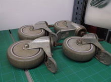 (4) 100X27 CASTER WHEELS w Brakes, 3/8" STUD