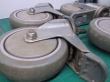 (4) 100X27 CASTER WHEELS w Brakes, 3/8" STUD