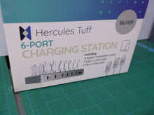Hercules Tuff LED Charging Station for Multiple Devices 6 USB Fast Ports, SILVER