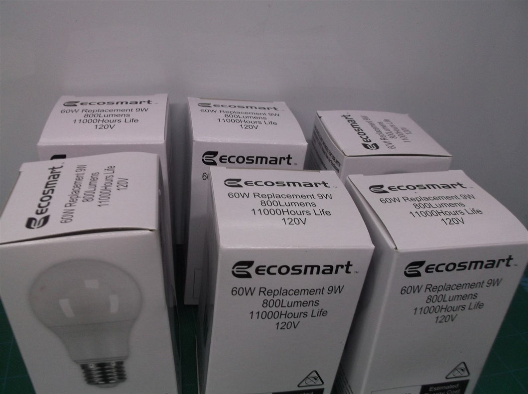 (6) ecosmart 60w Replacement 9w 800 lumens