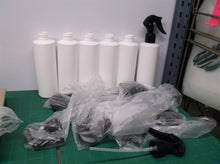 Lot of 6 150ml white bottles with 12 black pump spray nozzles