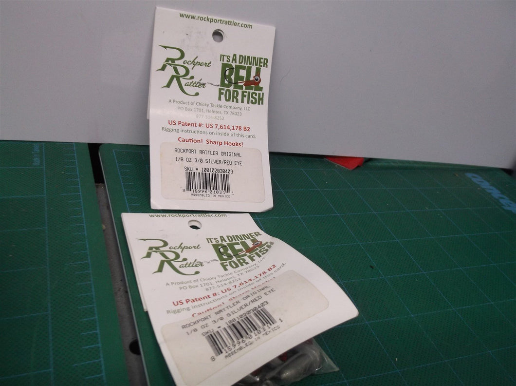 (6) 3/0 Silver/Red Eye ORIGINAL JIGHEAD ROCKPORT RATTLER Fish Jig 815996010311