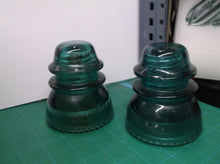 Lot of 2 Aqua (Blue/Green) Hemingray 42 Electrical Glass Insulator - Made in USA
