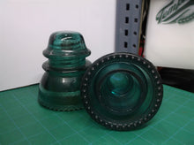 Lot of 2 Aqua (Blue/Green) Hemingray 42 Electrical Glass Insulator - Made in USA