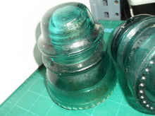 Lot of 2 Aqua (Blue/Green) Hemingray 42 Electrical Glass Insulator - Made in USA