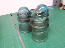 Lot of 3 Aqua (Blue/Green) Hemingray 9 Electrical Glass Insulator - Made in USA