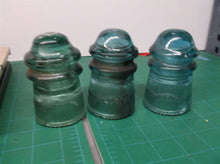 Lot of 3 Aqua (Blue/Green) Hemingray 9 Electrical Glass Insulator - Made in USA