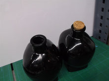 2- 5" Glass Skull Bottle Vase Halloween Black Potion Gothic Decor