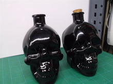 2- 5" Glass Skull Bottle Vase Halloween Black Potion Gothic Decor