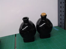 2- 5" Glass Skull Bottle Vase Halloween Black Potion Gothic Decor