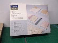 Open Story 5-Piece Compression Bag Set Water Repellant Vacuum-Free, Clear NEW