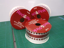 Red & Pink Valentines Day Ribbon 3 Roll Lot White Hearts Red 3/8 in x 125 ft