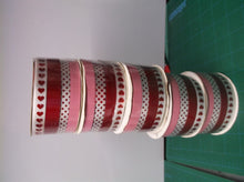 Red & Pink Valentines Day Ribbon 5 Roll Lot White Hearts Pink Red 3/8 in x 125 f