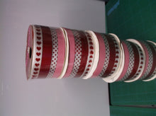 Red & Pink Valentines Day Ribbon 5 Roll Lot White Hearts Pink Red 3/8 in x 125 f