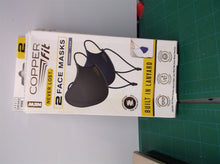 COPPER FIT NEVER LOST FACE MASKS w/LANYARD 1 BLUE & 1 CHARCOAL 2 PACK