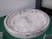 AUCANNIO Rustic Acacia Wood 13" Round Serving Coffee Table Tray with Black Metal